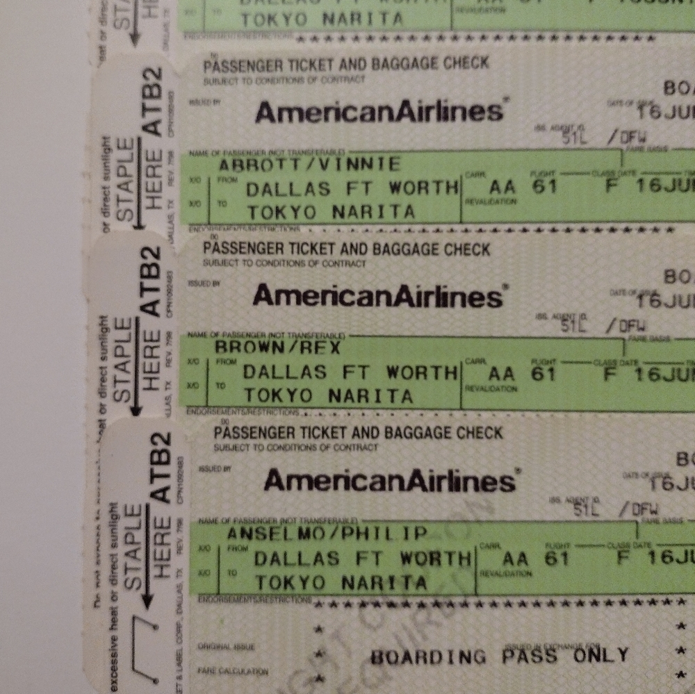 Pantera  (4) airline tickets for each member of the band.